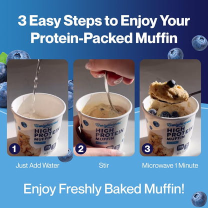 Bootylicious | High-Protein Muffin | 25g Protein, 7g Net Carbs, 2.32-2.75oz Cup, 12-Pack (Blueberry)