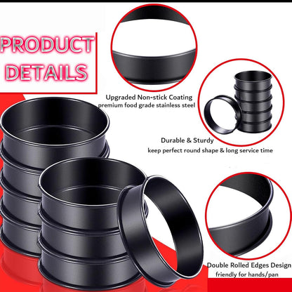 DATANYA 12Packs Crumpet Rings NONSTICK English Muffin Ring 4 Inch - Stainless Steel Double Rolled Tart Rings Round Metal Cookie Pastry Ring Molds for Baking Cooking