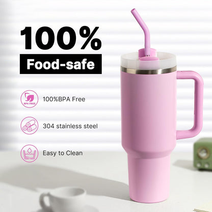 Metal Straws Reusable for 40 oz Simple Modern/Stanley Cup, 6Pcs Stainless Steel Drinking Straight Straw with Silicone Tips for 40 oz Tumbler,BPA FREE