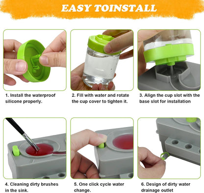 Brush Rinser Set Paint Cleaning Tools Makeup Brush Cleaner Machine, Paint Brush Cleaner Brush Rinser Running Water Circulation Paint Brush Cleaner (Grey Green)