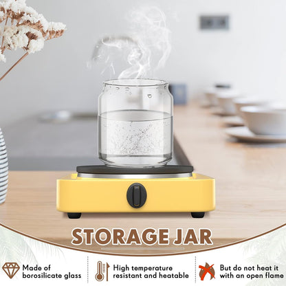 Irenare 16 Pcs 17 oz/ 500 ml Glass Canister Food Airtight Sealed Clear Borosilicate Glass Storage Jars with Lids Kitchen Spice Containers for Serving Coffee Sugar Tea Beans Candy Nuts Pantry (Wood)