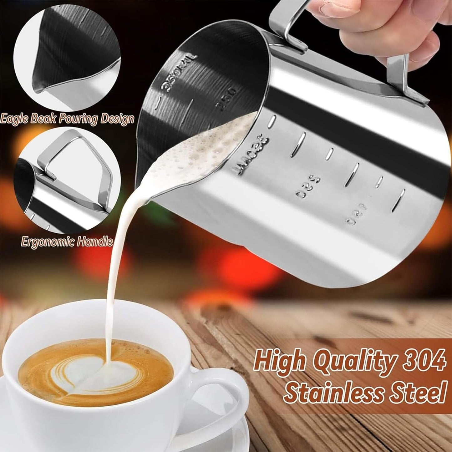 Coffee Tamper, 22 PCS Espresso Accessories Kit Including 51mm Coffee Tamper WDT Tool Tamper Mat Coffee Stirrer Latte Art Pen Milk Frothing Pitcher Coffee Stencils