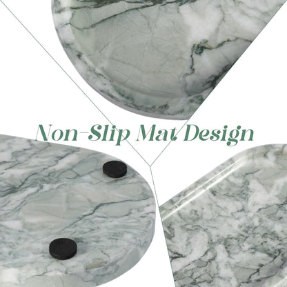 Koville Marble Bathroom Tray for Countertop, Vanity Tray Stone Trays for Decor, Natural Marble Decorative Tray for Dresser Organizer, Storage Trays for Perfume, Jewelry, Cosmetics(Retro Light Green)