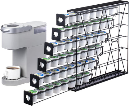 FlagShip 6-Tier Coffee Pod Holder for K Cup - 48 Capsule Max Capacity Metal Rack, Ultra-Efficient Corner Storage Space Saving Design