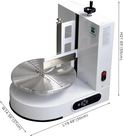 Semi Automatic Birthday Cake Smoothing Coating Machine, AC110V 6-14in Cake Cream Spreading Machine, Cakes Decorating Cream Coating Machine Turntable with Graduated Scraper, Baking Supplies (White)