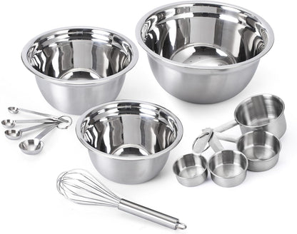 COOK WITH COLOR Stainless Steel Mixing Bowls Set - Nesting Bowls with Non-Slip Bottom and Easy-Grip Handles, Silver, 12 Pieces