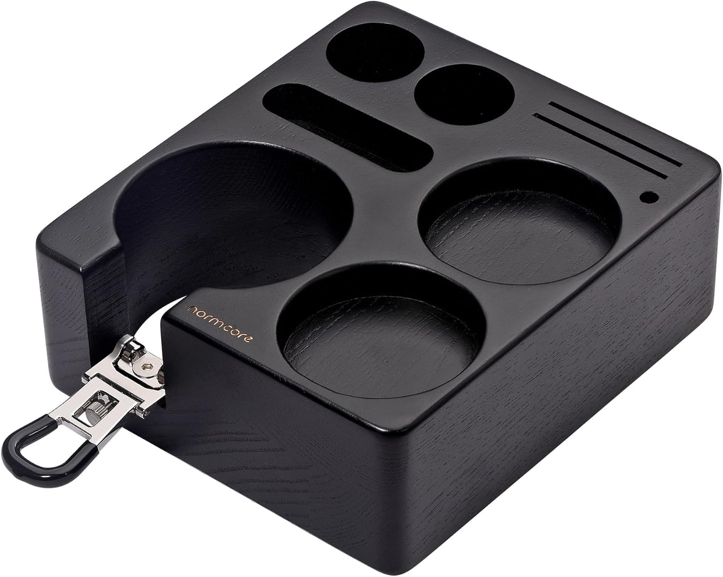 Normcore Espresso Tamping Station, Wood Coffee Tamper Station Fit 51 to 54mm Espresso Machine Accessories Coffee Tamper, Distributor, WDT, Puck Screen, Portafilter Holder Stand, Solid Black Ashwood