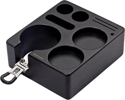 Normcore Espresso Tamping Station, Wood Coffee Tamper Station Fit 51 to 54mm Espresso Machine Accessories Coffee Tamper, Distributor, WDT, Puck Screen, Portafilter Holder Stand, Solid Black Ashwood