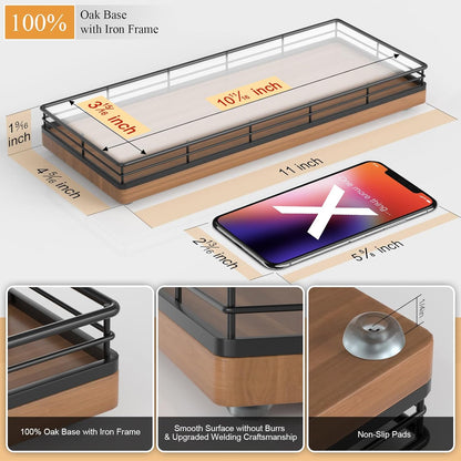 Wooden Decorative Tray, Oak 11.2" L Coffee Table Tray for Kitchen Countertop Soap Sponge Holder Candle Nightstand Table Centerpieces for Dining Room Decor Walnut