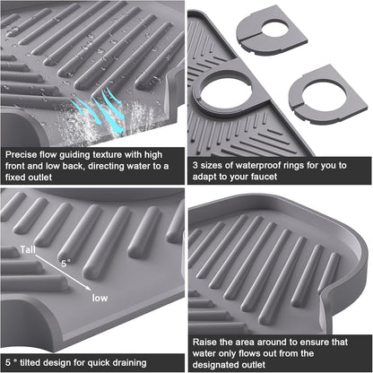 Faucet Mat for Kitchen Sink，6° Slope Sink Splash Guard，Splash Guard for Kitchen Sink，Kitchen Sink Splash Guard for Dish Soap Sponge Holder，Silicone Faucet Guard & Draining Mat-Purple