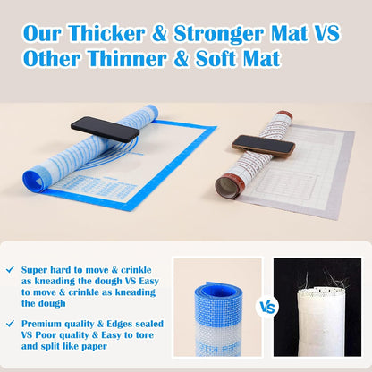 Nonstick Silicone Pastry Baking Mat Large with Measurements 16''By 24'' for Silicone Baking Mat, Counter Mat, Dough Rolling Mat/Pie Crust Mat By Folksy Super Kitchen(16×24, Blue)