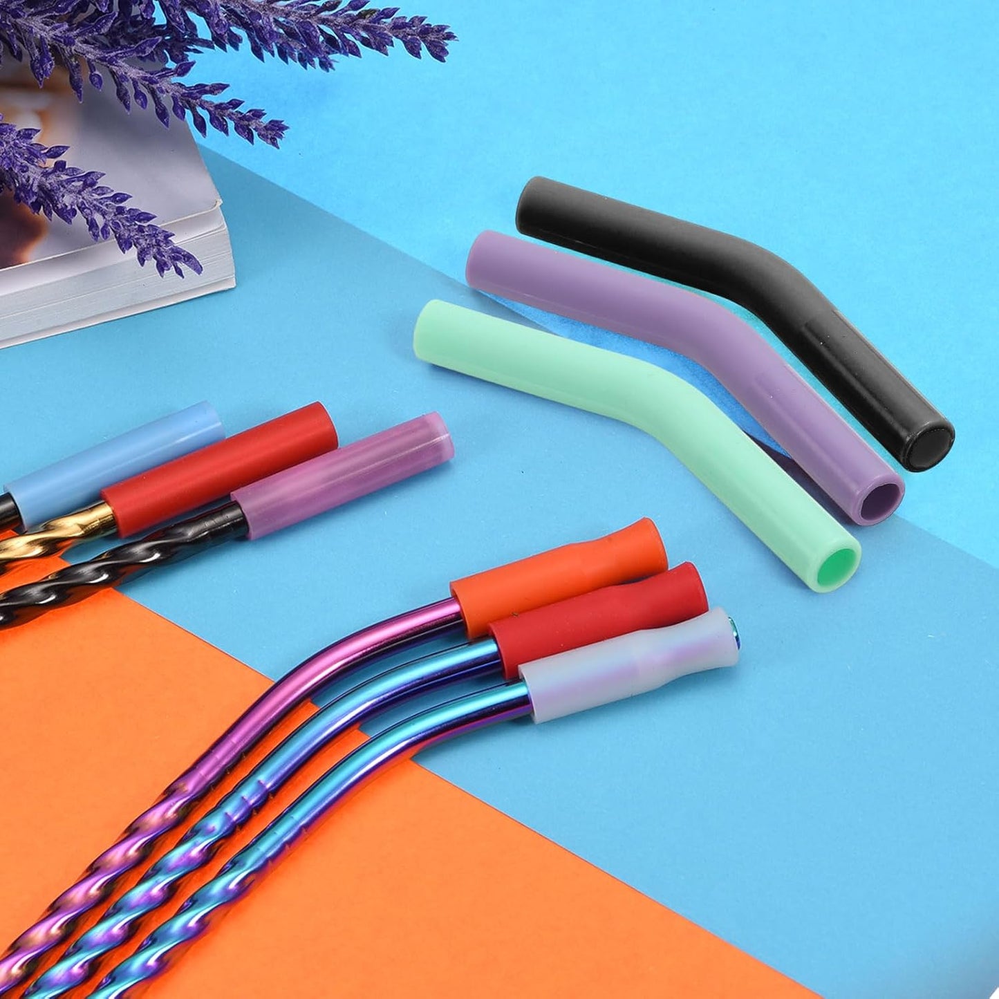 uxcell 6Pcs Silicone Straw Tips, Silicone Straw Elbows Tip, Soft Reusable Metal Straw Covers Fit for 10mm/0.39" OD Stainless Steel Straws, Mint Green