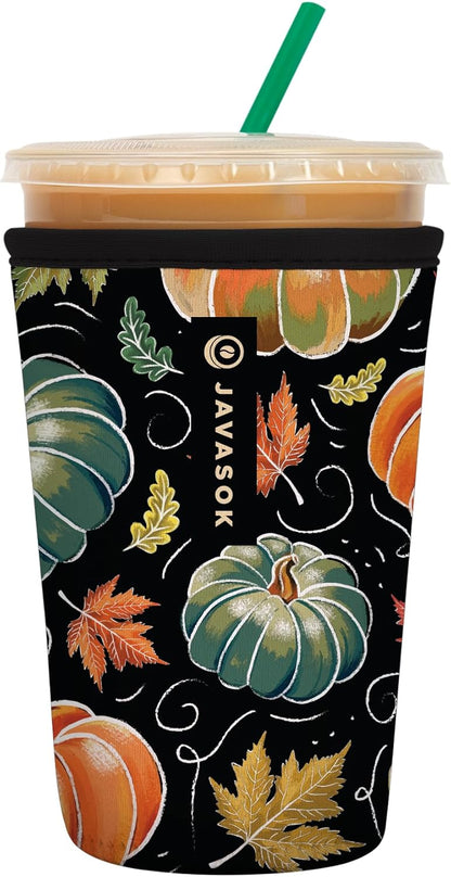 Sok It JavaSok Iced Coffee & Cold Soda Insulated Neoprene Cup Sleeve (Midnight Harvest, Medium: 22-28oz)