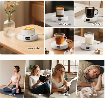 Coffee Mug Warmer for Desk with Auto Shut Off, Electric Cup Candle Wax Melter Warmer with 1-9H Timer, Smart Mug Warmer Tea Coffee Beverage Heated Mug Plate for Home Office, Ideal Coffee Lover Gift