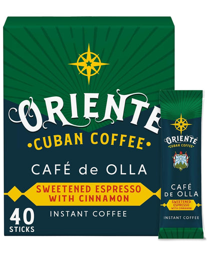 Oriente Dark Roast Instant Coffee, 40 ct, Sweetened Espresso – 100% Arabica Coffee, Instant Hot or Iced Coffee - Just add water