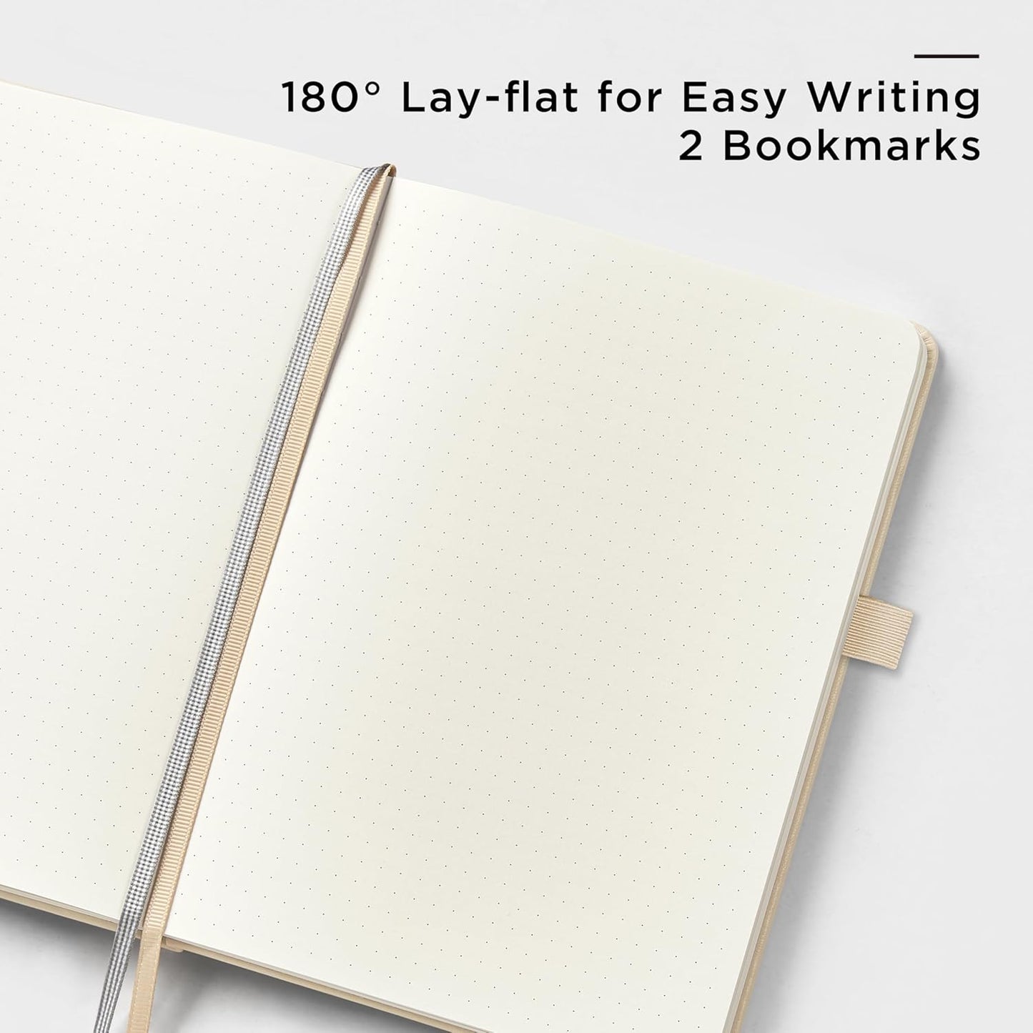 &And Per Se Dotted Journal Notebook, A5 Hardcover Leather Bullet Dotted Journal, 160 Pages 100 gsm Thick Dotted Paper，3 Stickers Included for Women Men, Work Office or School - 5.7'' x 8.3'' (Light