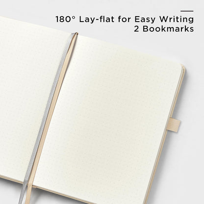 &And Per Se Dotted Journal Notebook, A5 Hardcover Leather Bullet Dotted Journal, 160 Pages 100 gsm Thick Dotted Paper，3 Stickers Included for Women Men, Work Office or School - 5.7'' x 8.3'' (Light