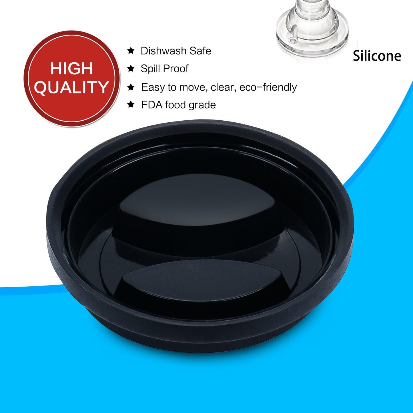 Coffee Mug Lid(3.15"Inner Diameter,3.43"Outer Diameter), KSENDALO Thick Eco Reusable Silicone Travel Mug Lids, Silicone Cup Cover, black（1pc)