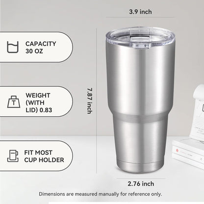 30 oz Tumbler with Lid Stainless Steel Tumblers Bulk Vacuum Insulated Cup Reusable Powder Coated Travel Mug Double Wall Leak Proof Cups Keep Cold Drinks for 12 Hours Stainless, Set of 12