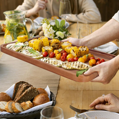16" x 10" Rectangle Serving Trays Wooden Charcuterie Boards Rectangular Large Serving Platters for Cookie, Snack, Appetizer, Dessert, Party Food Dish Acacia Wood Kitchen Platter Tray Cheese Board