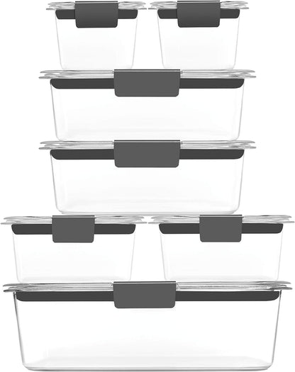 Rubbermaid Brilliance Food Storage Containers, 14 Piece Plastic Containers with Lids, BPA-Free, Leak Proof, Clear