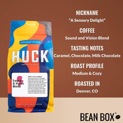 Sound and Vision Blend - Roasted by Huckleberry Roasters - Whole Bean Coffee - 12 Ounce Bag