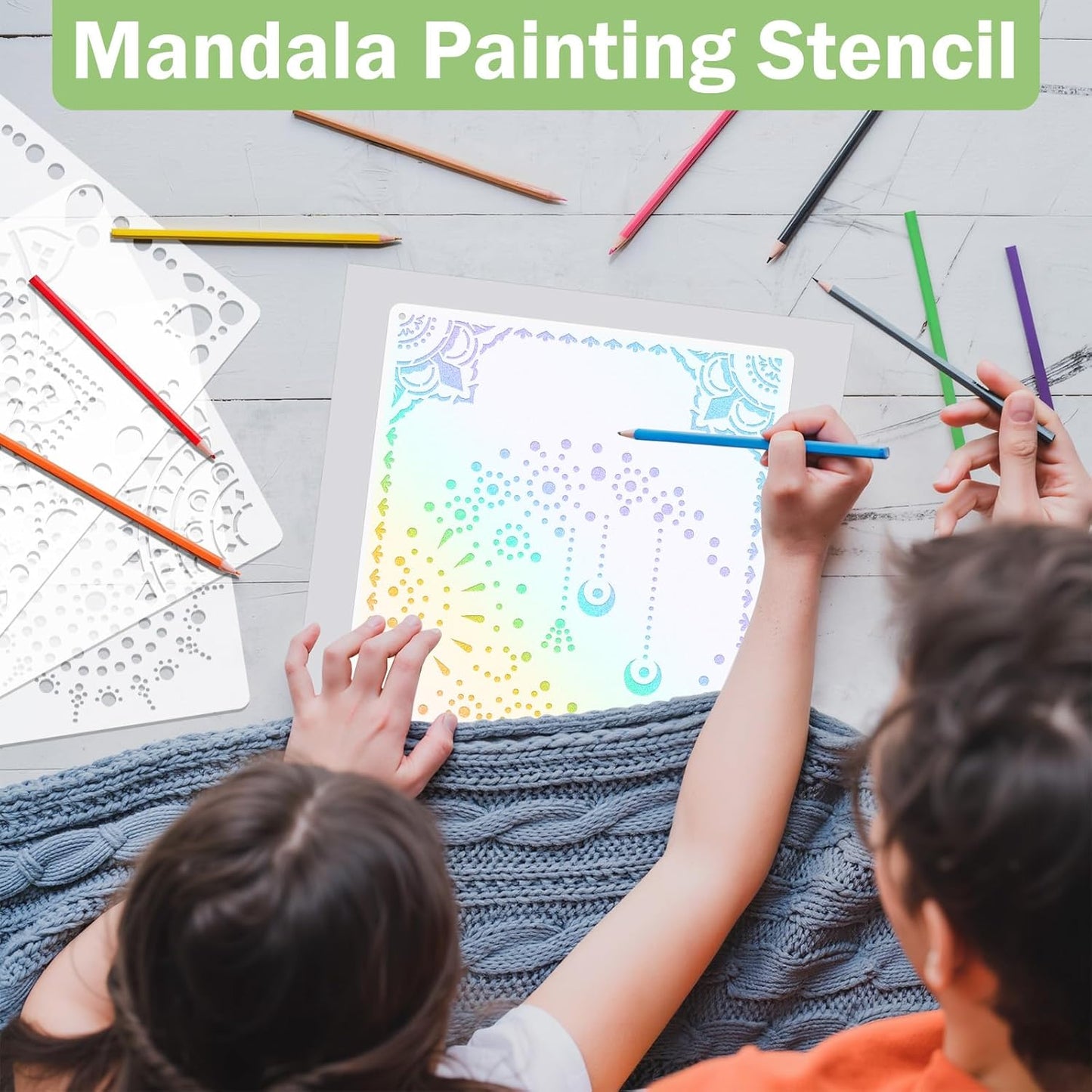 A4 Mandala 4 Pack 11x8'' Mandala Stencils for Painting on Wood, Floor, Wall, Tile Fabric, Reusable Furniture Stencils Painting Template