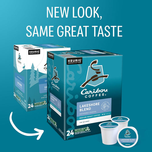 Caribou Coffee Lakeshore Blend Keurig Single-Serve K-Cup Pods, Medium Roast, 24 Count (Pack of 4)