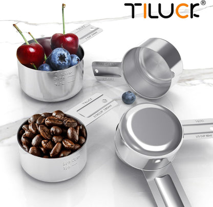TILUCK Stainless Steel Measuring Cups & Spoons Set, Cups and Spoons,Kitchen Gadgets for Cooking & Baking (12)