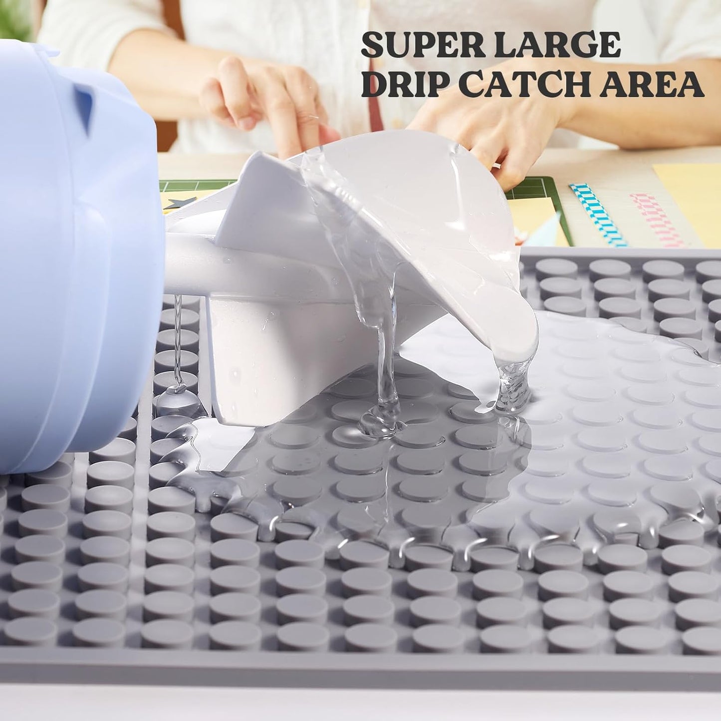 LET'S RESIN Resin Collector Mat, Easy Clean & Silicone Heat Resistant Mats 14.5'' x 9.4'', Non-Slip Multipurpose Thick Silicone Mats for Resin Molds, Epoxy Resin, Cup Turner, Kitchen Counter, Placemat