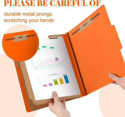 72 Pcs Classification Folders Letter Size, Back to School Supply for Teacher, Student, 3 Dividers Pressboard File Folder Bulk with 2 Fasteners, 3.5 Inch Expanding File Organizer (Orange)