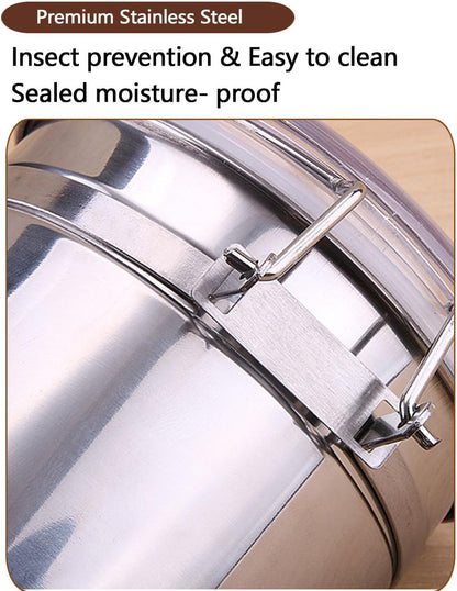Stainless Steel Food Container with Clear Lids Airtight Storage Container Stackable Small Canisters Kitchen Pantry Storage for Cereal, Snacks, Candy, Herbs, Spices, Sugar, Tea (1.2L Silver)