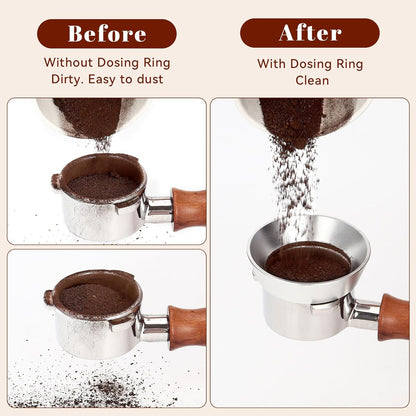 58mm Silver Magnetic Dosing Funnel, Lightweight Coffee Machine Dosing Ring with 9 Magnets, Aluminum Espresso Funnel, Ultra-Strong Adsorption Force
