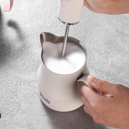 Milk Frothing Pitcher 450ML - Espresso Steaming Pitcher with Large Handle and Spout,Cappuccino Latte Art Cup for Barista and Home Cafe