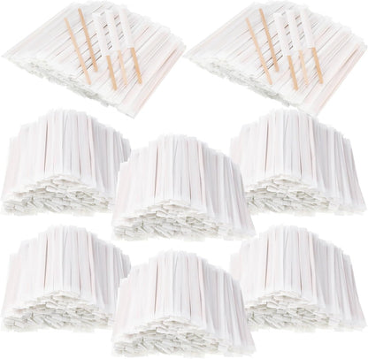 Amyhill 4000 Pcs Individually Wrapped Wooden Coffee Stirrers, Disposable Coffee Stir Sticks Round End Sticks Bulk Wood Stirrers for Cocktail Hot Drinks Restaurant Bar Home Office (5.5 Inch)