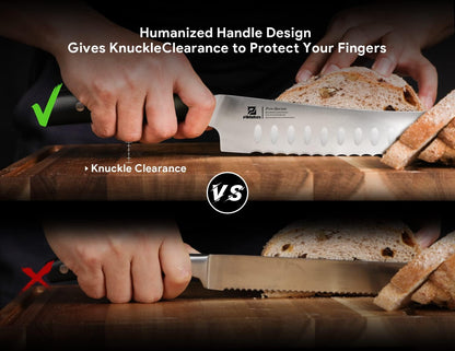 Resharpenable Bread Knife, 10 Inch Multifunction Serrated Knife for Homemade Bread, Razor Sharp Sourdough Slicing with Innovative Wavy Edge for Efficient Cutting, Baking & Wedding Gifts