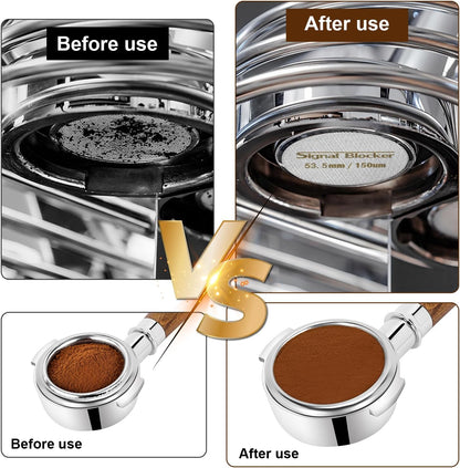 54mm Espresso Dosing Funnel & 53.5mm Puck Screen for Breville: Magnetic Coffee Dosing Ring Aluminium Metal - Reusable 1.7mm Thickness 150μm Puck Screen 316 Stainless Steel | Fits All 54mm Portafilters