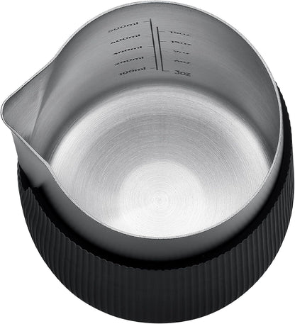 Normcore Handleless Milk Pitcher - Espresso Steaming Pitcher with Round Spout - 18/8 Stainless Steel Milk Frothing Jug, Black Non-Stick - Coffee Latte Frothing Pitcher - 20.3 oz (600 ml)