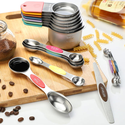 Magnetic Measuring Cups Set 7 Stainless Steel Stackable Nesting Measuring Cups for Measuring Dry and Liquid Ingredients