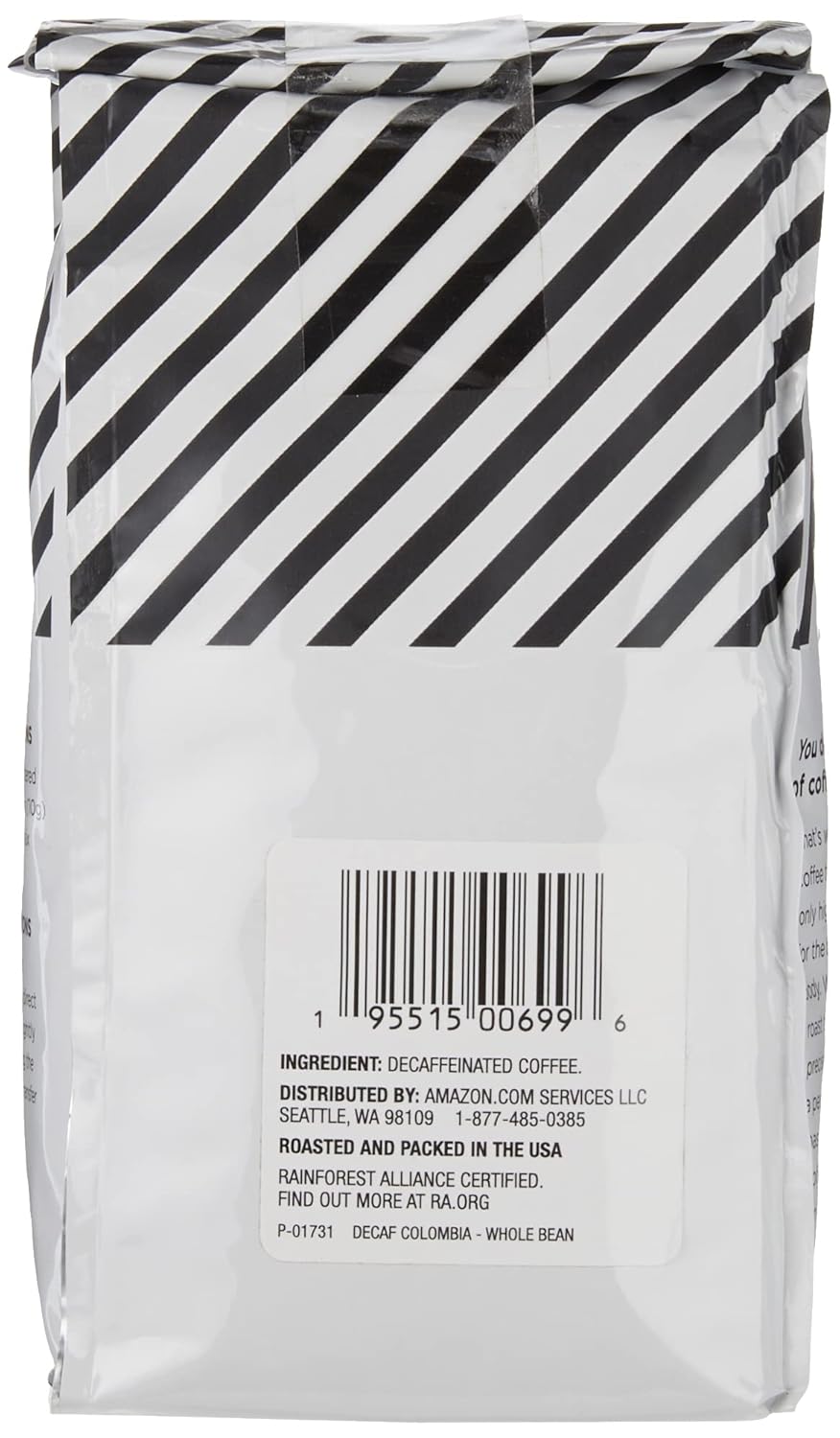 Amazon Fresh Decaf Colombia Whole Bean Coffee, Medium Roast, 12 Ounce (Pack of 3)