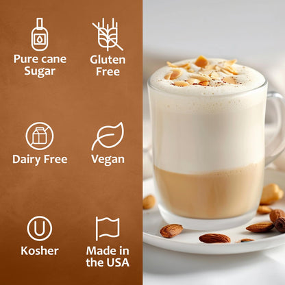 Syruvia Almond Coffee Syrup - 25.4 fl oz - Kosher Syrups, Gluten Free, No Coloring, Perfect for Drinks, Soda, Shakes, Desserts, and More.