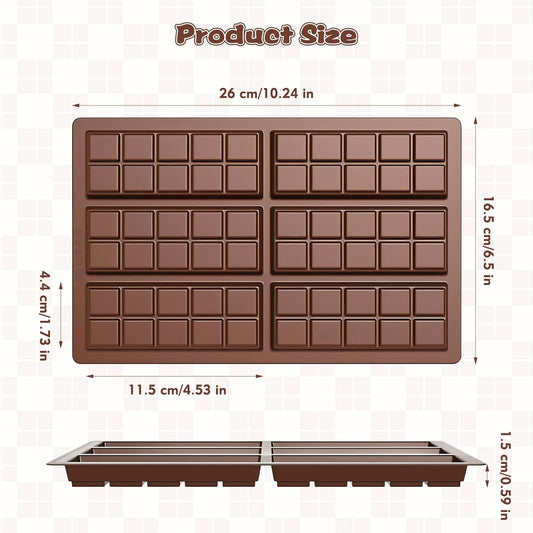 Chocolate Bar Mold, Silicone Dubai Chocolate Bar Mold, Non-Stick Chocolate Bar Molds, Deep Chocolate Bar Mold for Dubai Chocolate Bar Pistachio, Candy, Milk Chocolate Bar