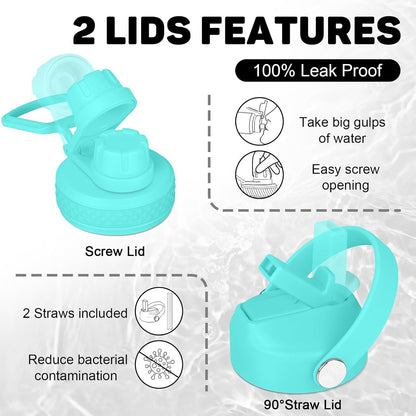 32oz Insulated Water Bottle, Fit in Any Car Cup Holder, Water Bottle with Straw Lids, Stainless Steel Insulated Water Flask Double Wall Leak-proof BPA Free to Keep Cold&Hot
