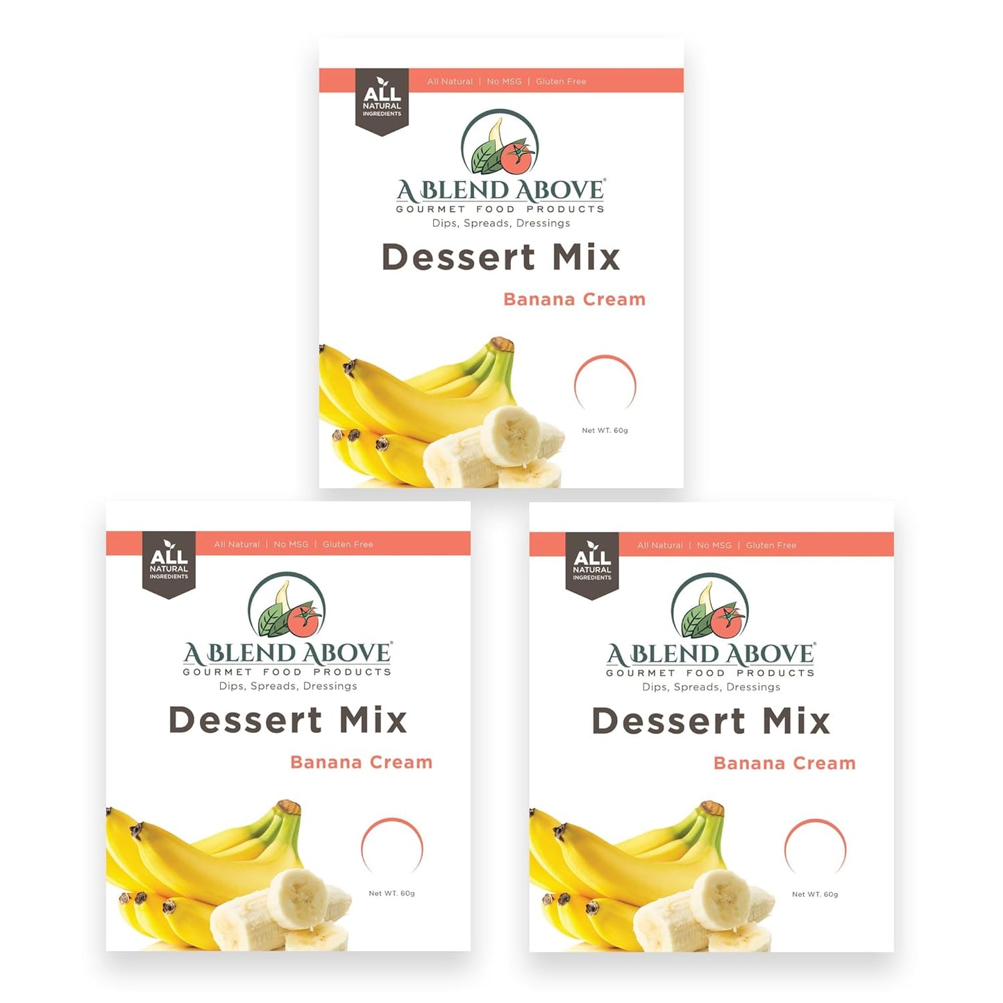A Blend Above Banana Cream No-Bake Dessert Mix, 3 Pack, No-Bake Cheesecake, Fruit Dip, Dessert Mix, Bagel Topping, Frosting, Cheesecake Filling, Quick and Easy to Make, Makes 16 Ounces, Cream Cheese,