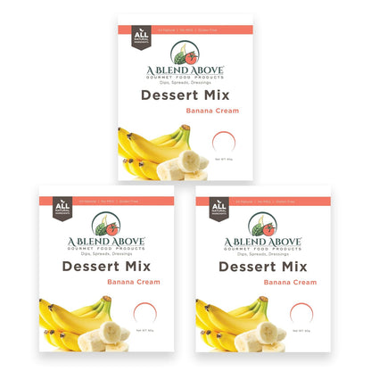 A Blend Above Banana Cream No-Bake Dessert Mix, 3 Pack, No-Bake Cheesecake, Fruit Dip, Dessert Mix, Bagel Topping, Frosting, Cheesecake Filling, Quick and Easy to Make, Makes 16 Ounces, Cream Cheese,