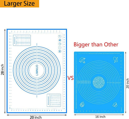Silicone Baking Mat，Non Stick Rolling Dough with Measurements for Pie Pizza Cookies Fondant Making，Extra Thick Non Slip Silicone Pastry Mat