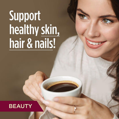 VitaCup Beauty Collagen Coffee Pods for Hair, Skin & Nails, with Biotin & Folate, Medium Dark Roast, Keto Friendly, Recyclable Single Serve Pod Compatible with Keurig K-Cup Brewers,32 Ct