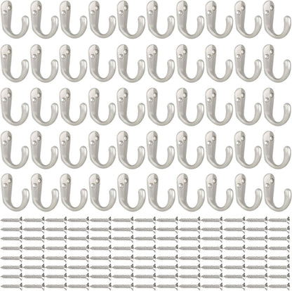 IBosins 50PCS Coat Hooks Wall Mounted Single Prong Robe Hook for Hanging Towel Hooks with 100 Screws for Cup, Mug, Bags, Hat, Cap, Scarf, Pet leashes