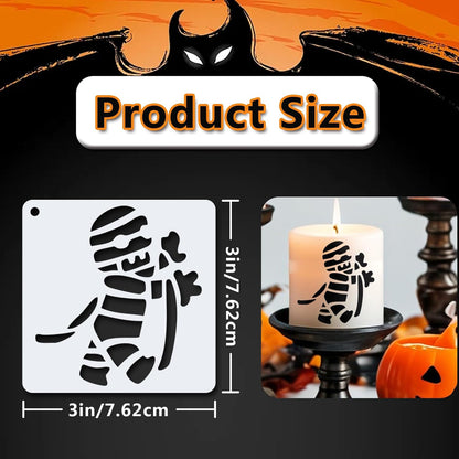 72 PCS 3x3 Inch Halloween Stencils for Painting - Pumpkin, Ghost, Bat, Spider Web Witch Skull Reusable Halloween Painting Templates on Wood, Glass, Fabric, Window Door Decor DIY Decoration