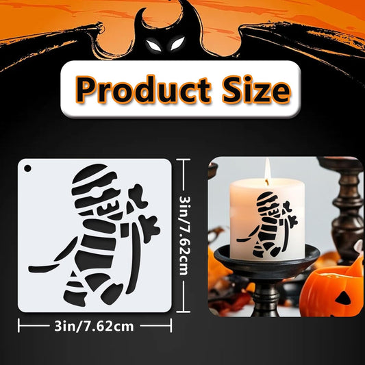 72 PCS 3x3 Inch Halloween Stencils for Painting - Pumpkin, Ghost, Bat, Spider Web Witch Skull Reusable Halloween Painting Templates on Wood, Glass, Fabric, Window Door Decor DIY Decoration